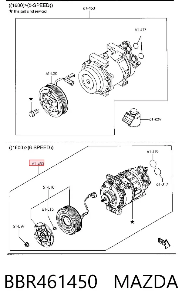Compresor de aire acondicionado BBR461450 Mazda