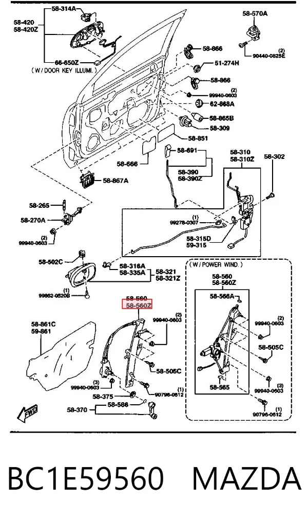 Mecanismo de elevalunas delantero izquierdo Mazda 323 F V