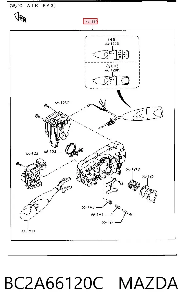 Conmutador columna dirección BC2A66120C Mazda