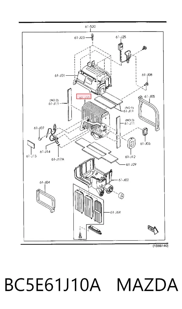 Evaporador de aire acondicionado Mazda 323 F VI