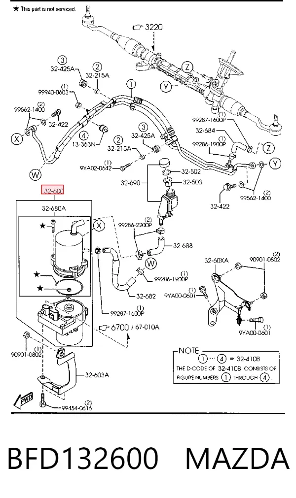 Bomba de dirección BFD132600 Mazda