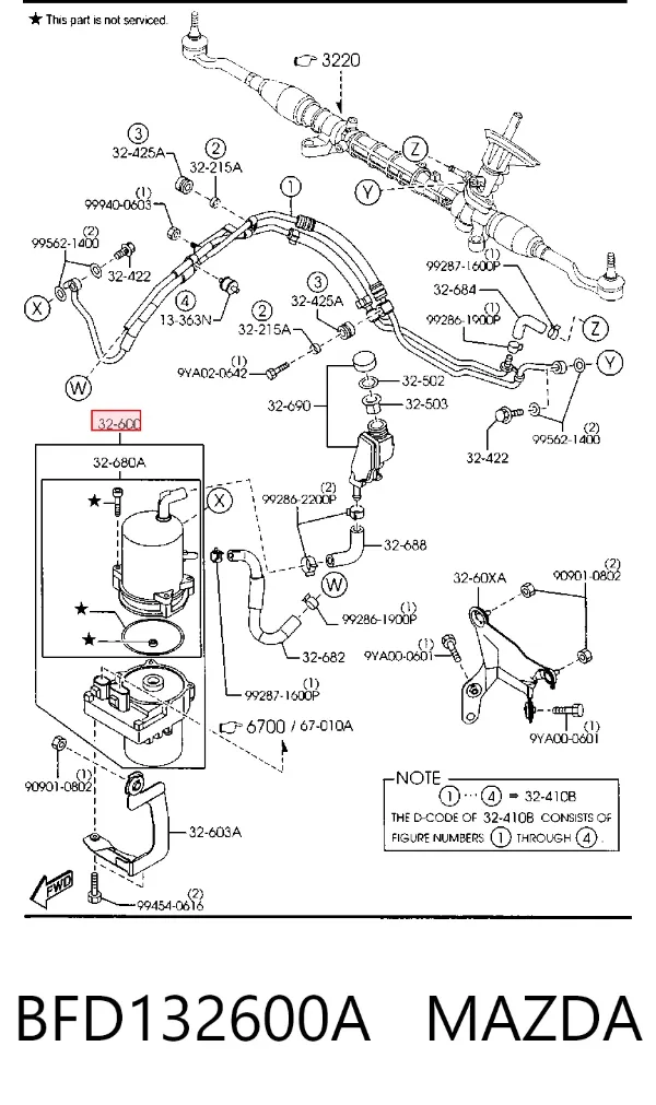 Bomba de dirección BFD132600A Mazda