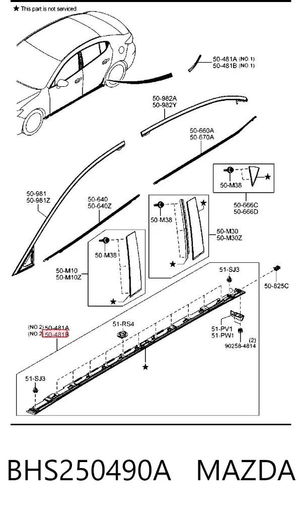 Moldura de umbral exterior izquierda BHS250490A Mazda