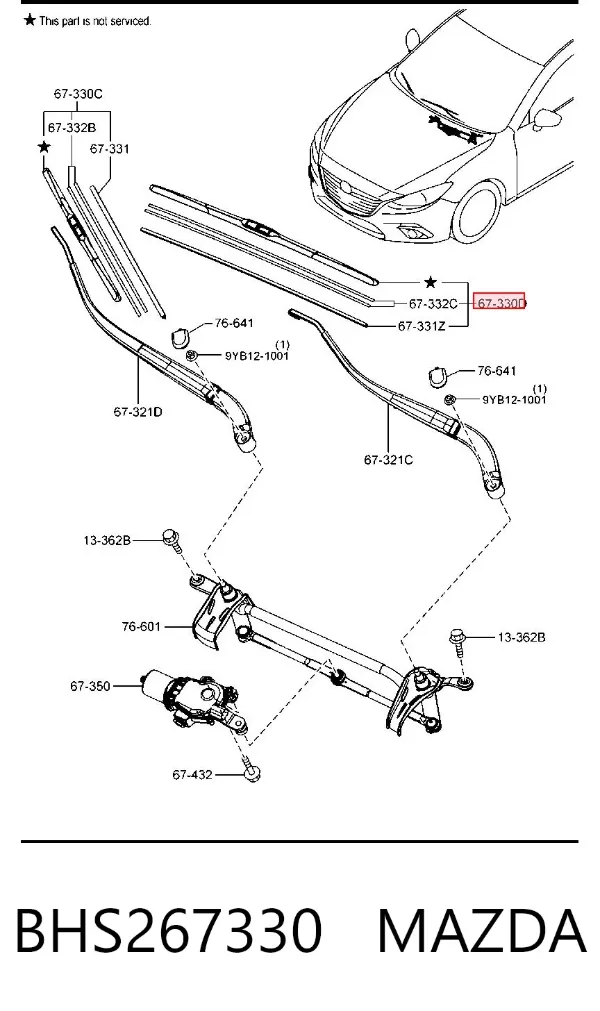 Limpiaparabrisas delanteras BHS267330 Mazda