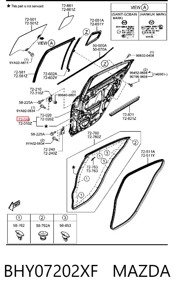 Puerta trasera derecha BHY07202XF Mazda