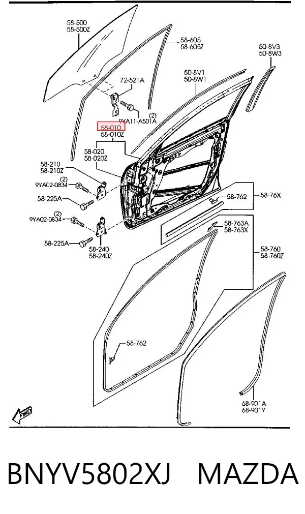 Puerta delantera derecha BNYV5802XJ Mazda