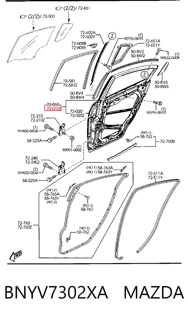 Puerta trasera izquierda BNYV7302XA Mazda