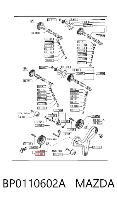Retén del árbol de levas MAZDA BP0110602A