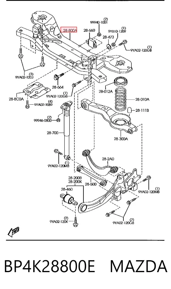 Puente trasero BP4K28800E Mazda