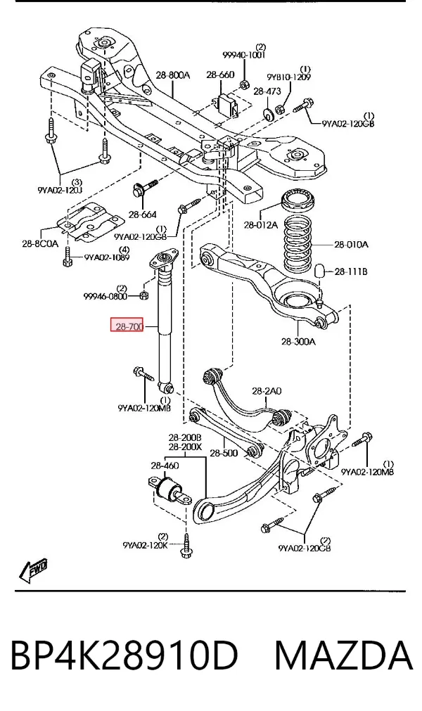 Amortiguador trasero BP4K28910D Mazda