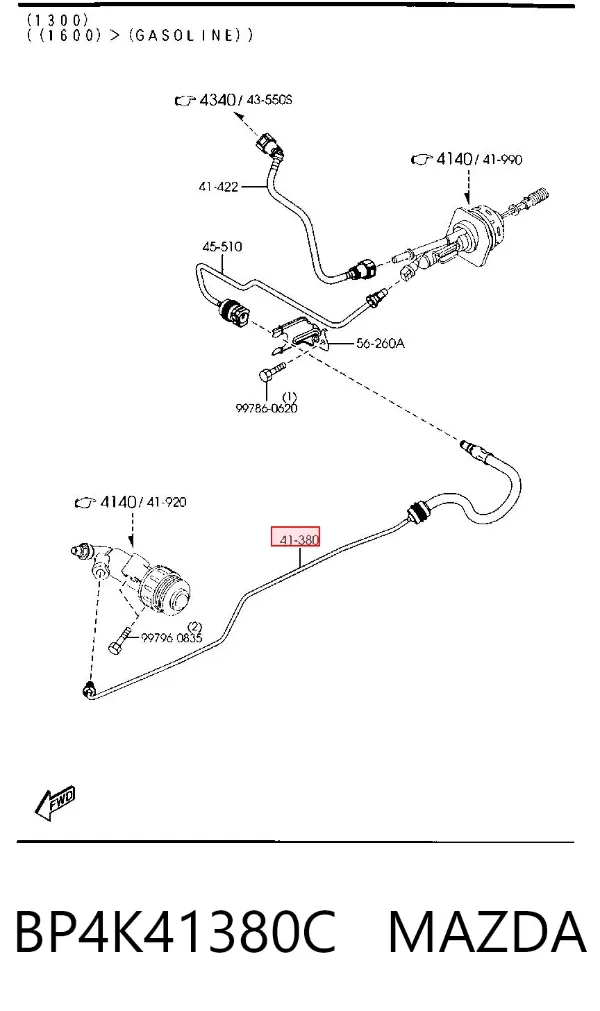 Latiguillo de embrague BP4K41380C Mazda