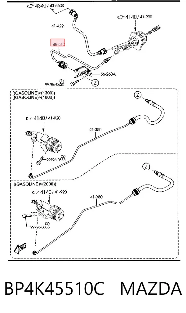 Tubo de embrague BP4K45510C Mazda