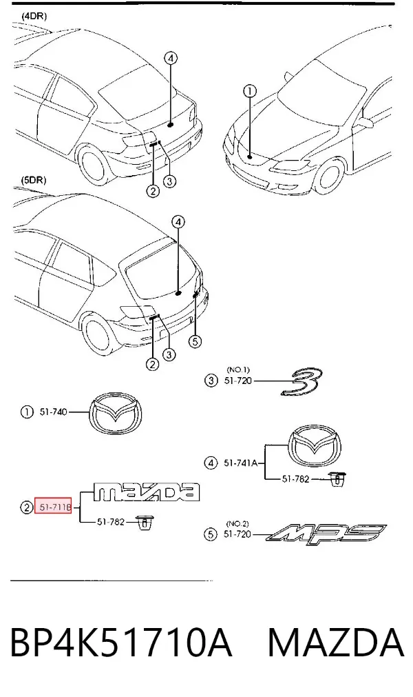 Emblema BP4K51710A Mazda