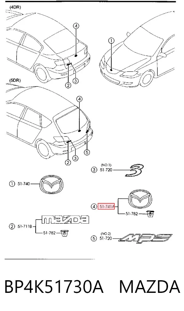Emblema BP4K51730A Mazda