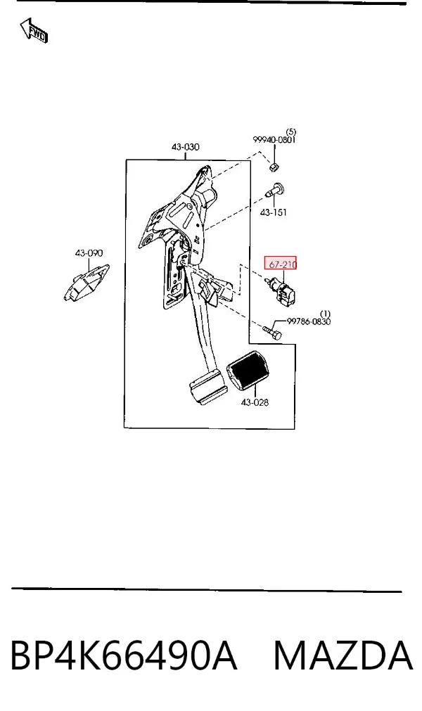 Interruptor de luz de freno BP4K66490A Mazda