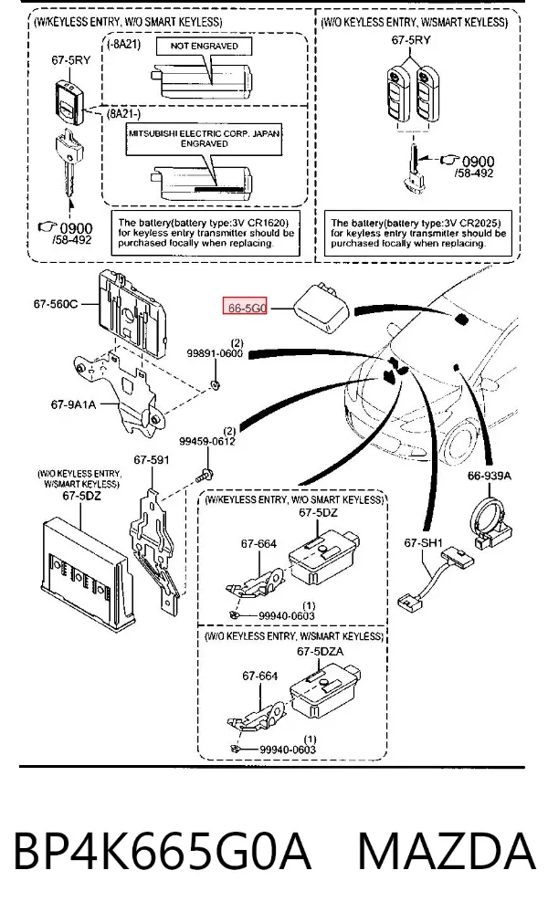 Sensor de lluvia BP4K665G0A Mazda