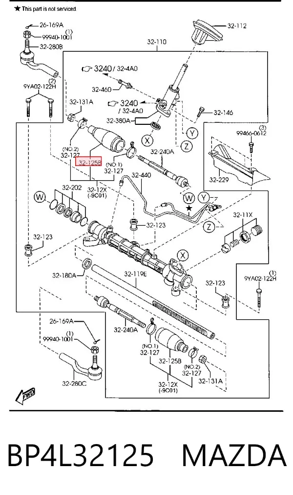 Fuelle dirección BP4L32125 Mazda