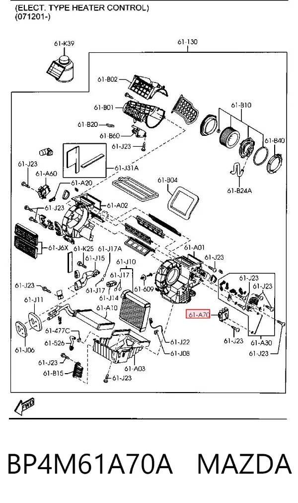 Motor de recirculación de aire BP4M61A70A Mazda