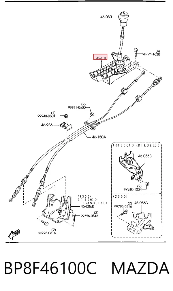 Palanca de cambios BP8F46100C Mazda