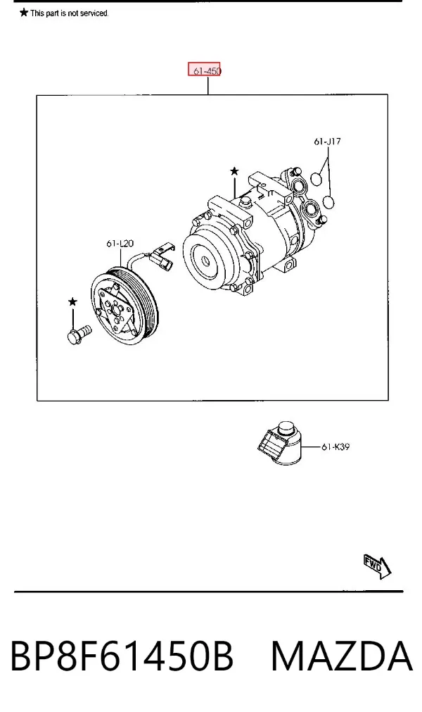 Compresor de aire acondicionado BP8F61450B Mazda