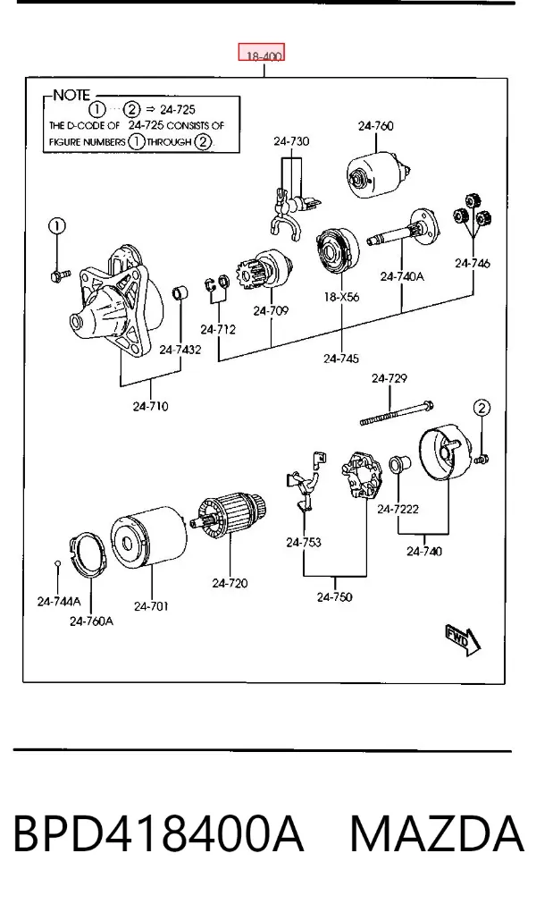 Motor de arranque BPD418400A Mazda