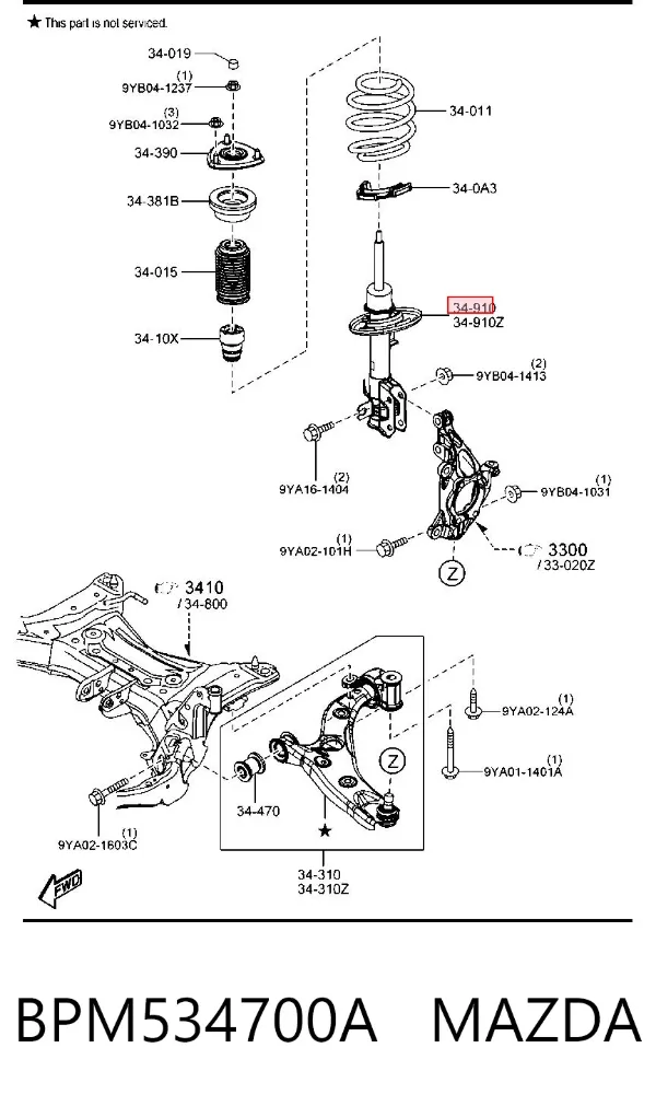 Amortiguador delantero derecho BPM534700A Mazda