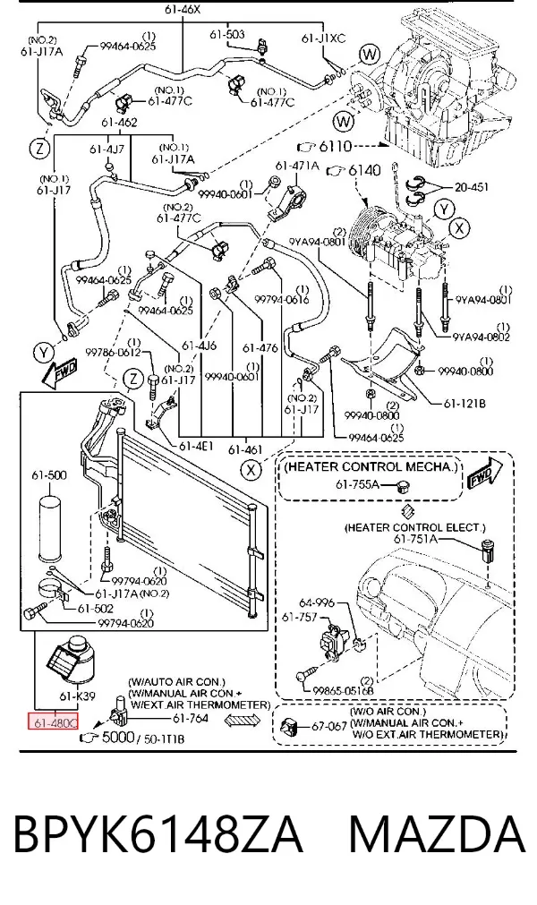 Condensador aire acondicionado BPYK6148ZA Mazda