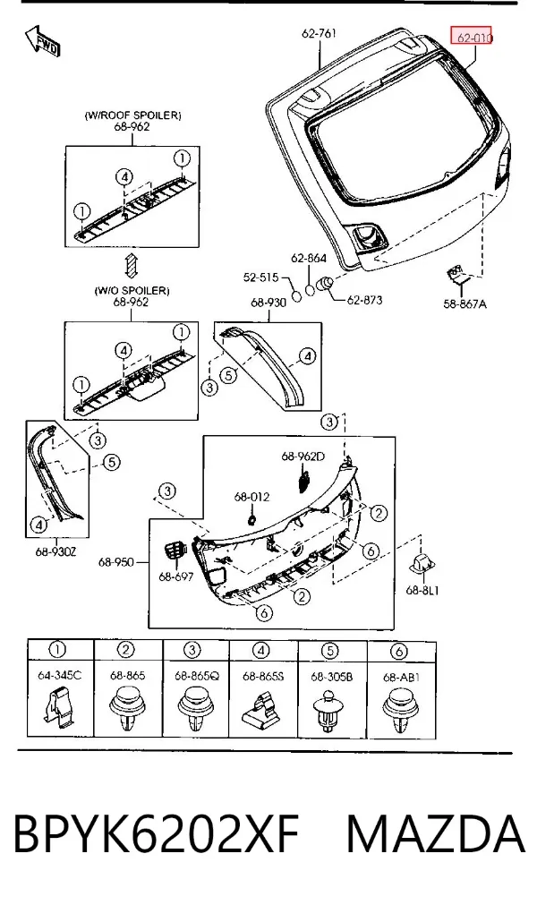 Puerta trasera BPYK6202XF Mazda