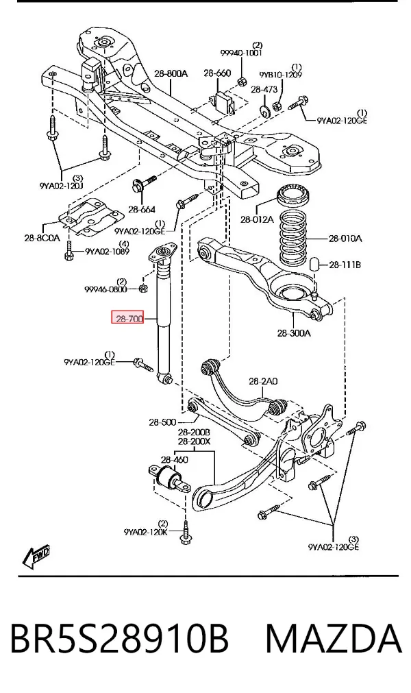 Amortiguador trasero BR5S28910B Mazda
