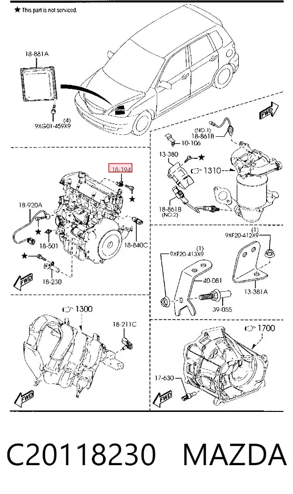 Sensor de árbol de levas C20118230 Mazda