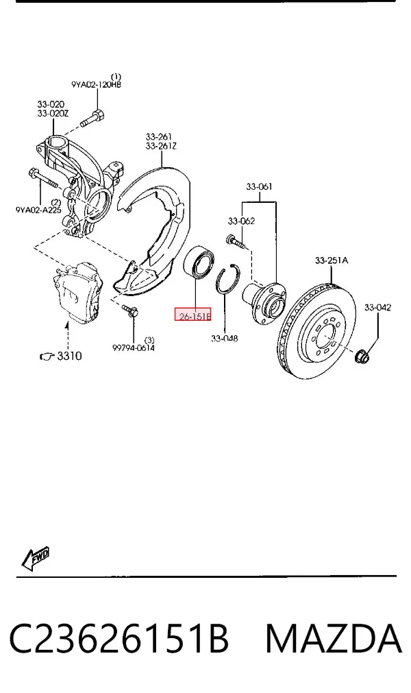 Cojinete de rueda delantero C23626151B Mazda