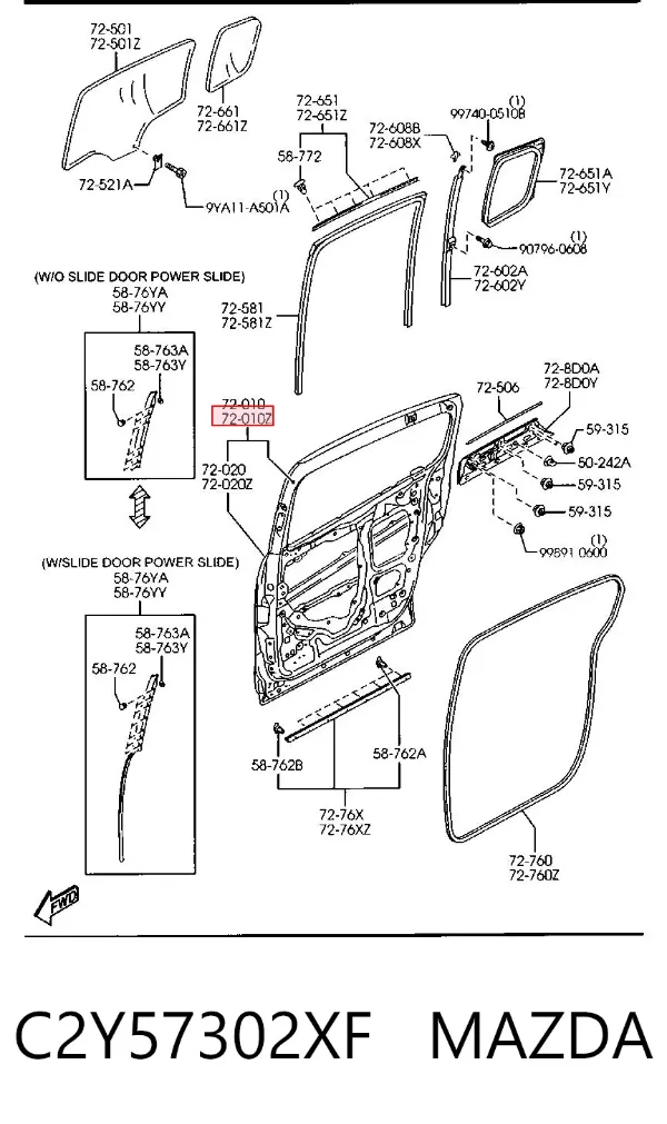 Puerta trasera izquierda C2Y57302XF Mazda