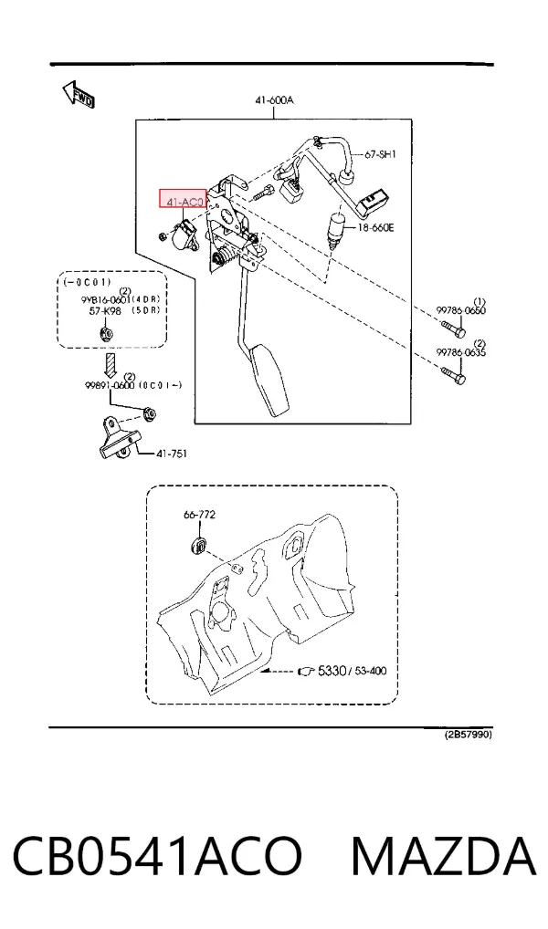 Sensor de posición del pedal del acelerador CB0541ACO Mazda