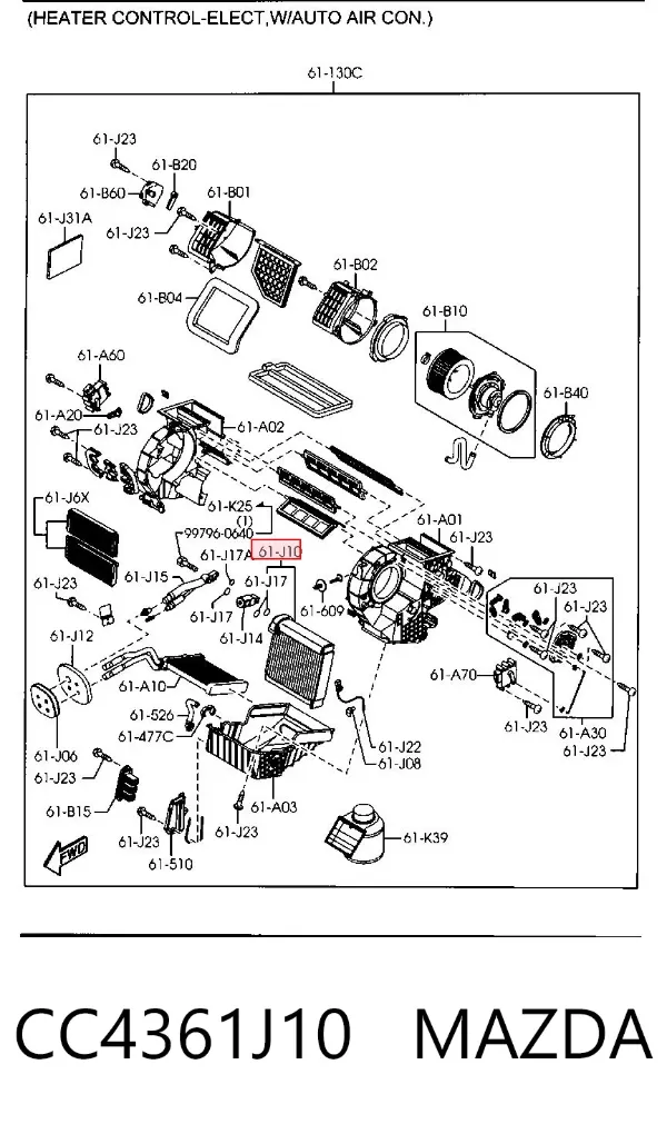 Evaporador de aire acondicionado CC4361J10 Mazda