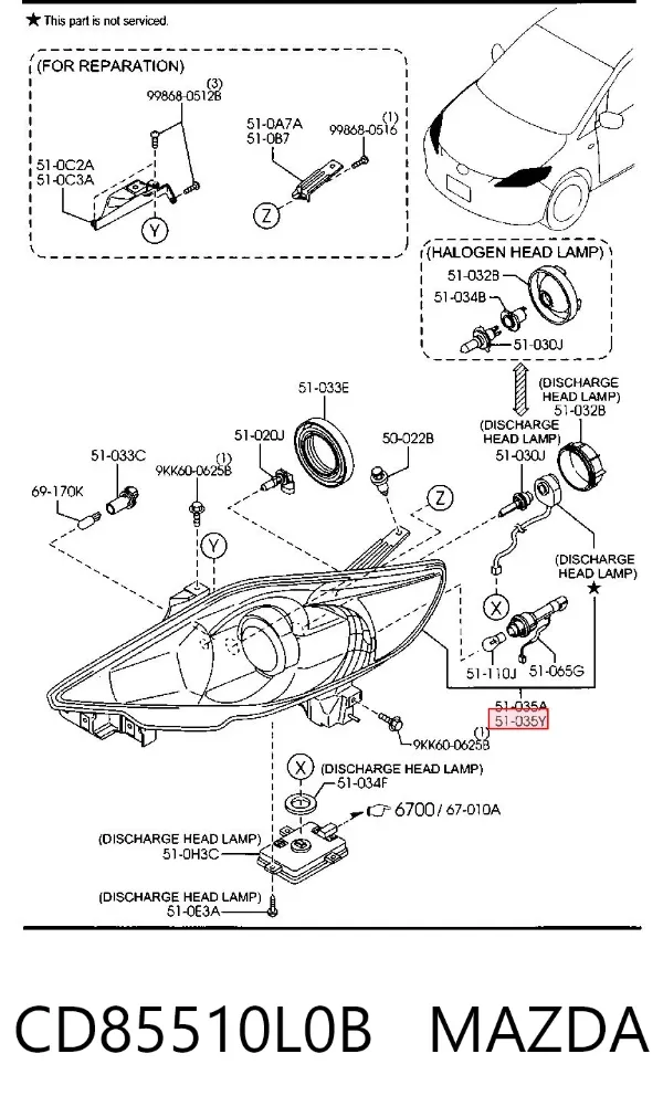 Faro izquierdo CD85510L0B Mazda