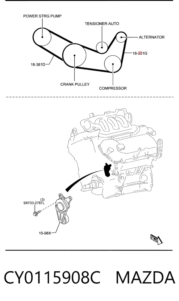 Correa de alternador CY0115908C Mazda