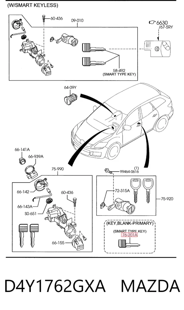 Llave en Blanco D4Y1762GXA Mazda