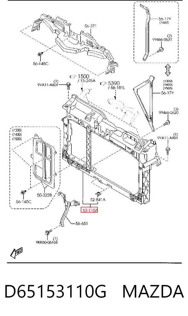 Soporte de radiador D65153110G Mazda
