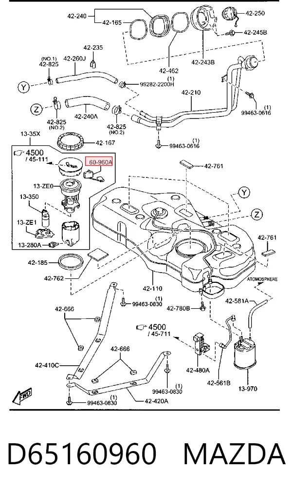 Aforador D65160960 Mazda