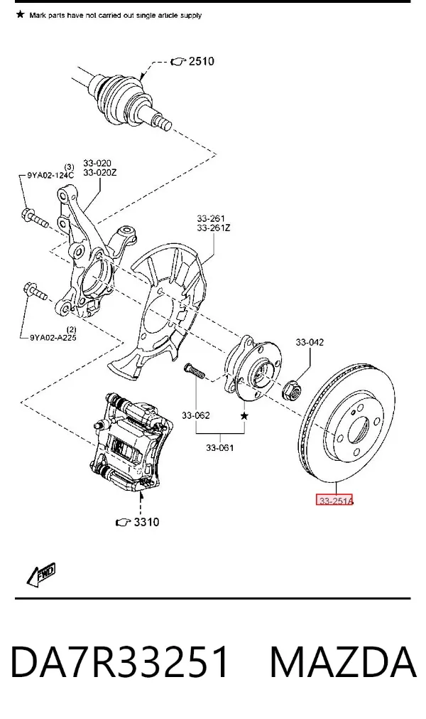 Disco de freno DA7R33251 Mazda