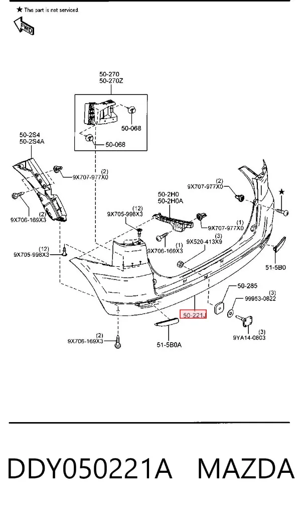 Parachoques trasero DDY050221A Mazda
