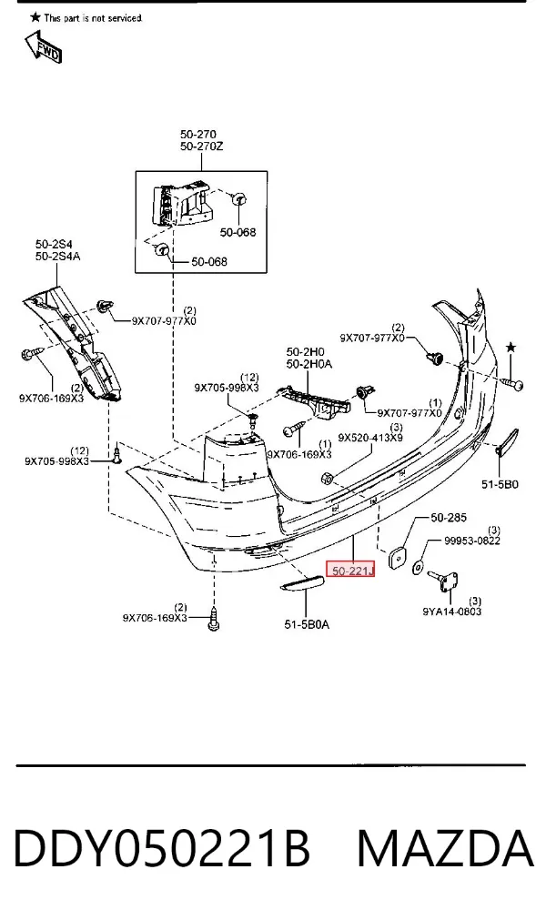Parachoques trasero DDY050221B Mazda