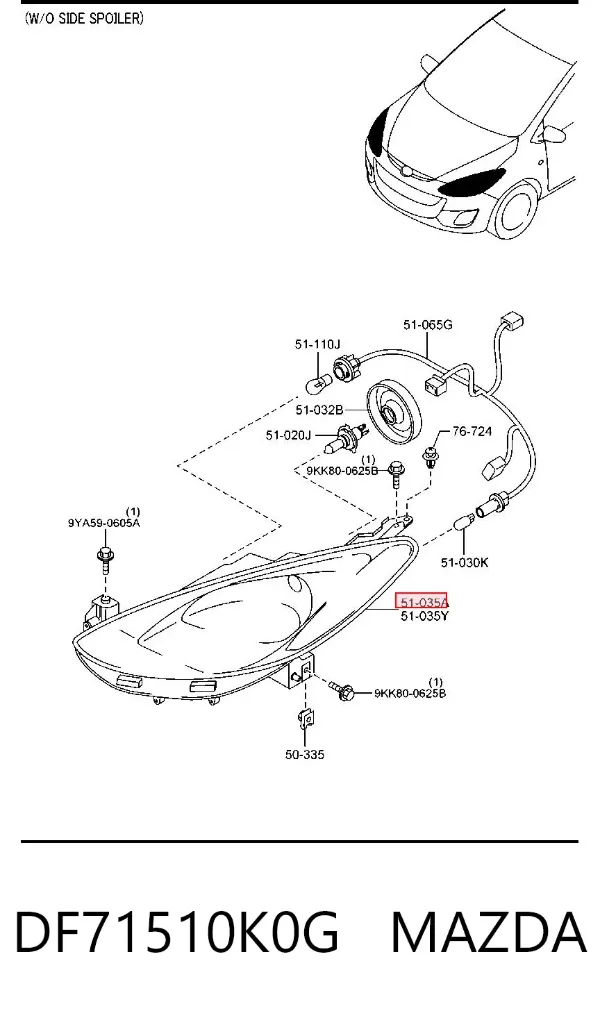 Faro derecho DF71510K0G Mazda