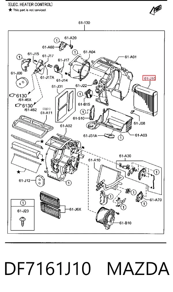 Evaporador de aire acondicionado DF7161J10 Mazda