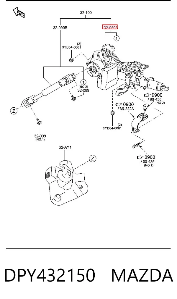 Columna dirección DPY432150 Mazda