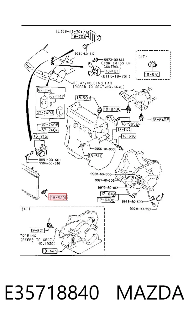 Sensor de temperatura E35718840 Mazda