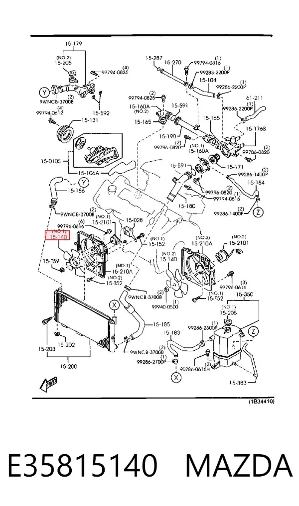Motor ventilador del radiador E35815140 Mazda