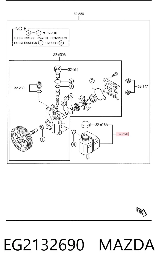 Depósito de bomba de dirección hidráulica EG2132690 Mazda