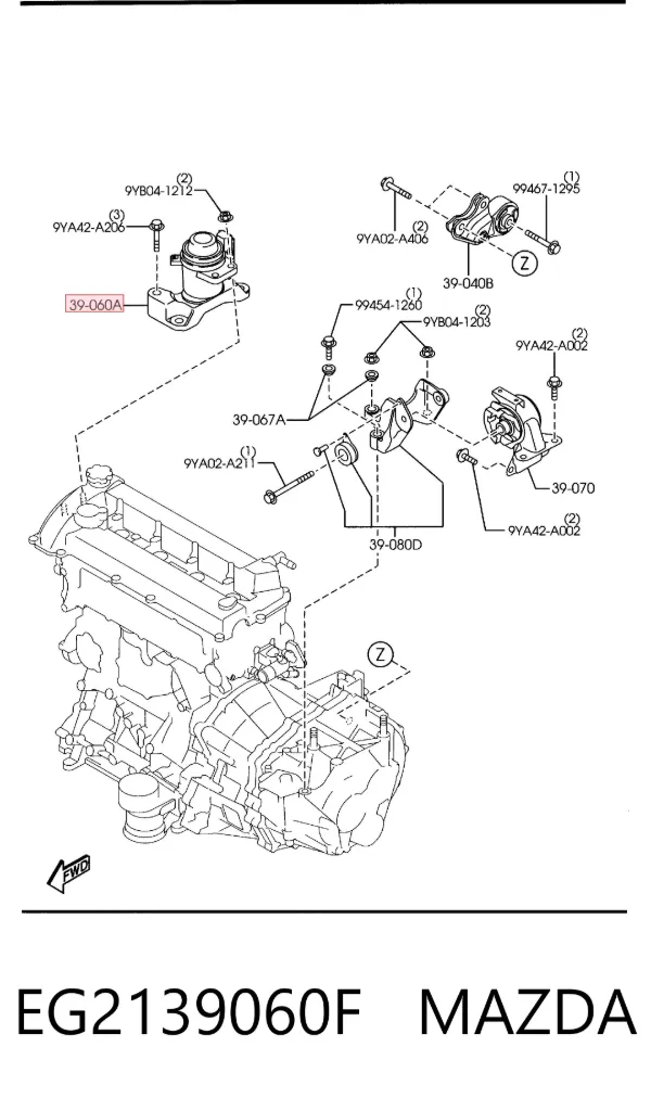 Soporte de motor derecho EG2139060F Mazda
