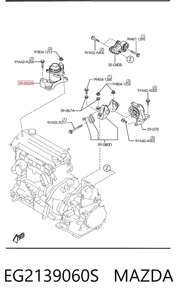 Soporte de motor derecho EG2139060S Mazda